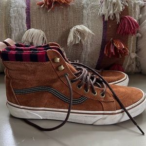 High top suede vans with flannel liner